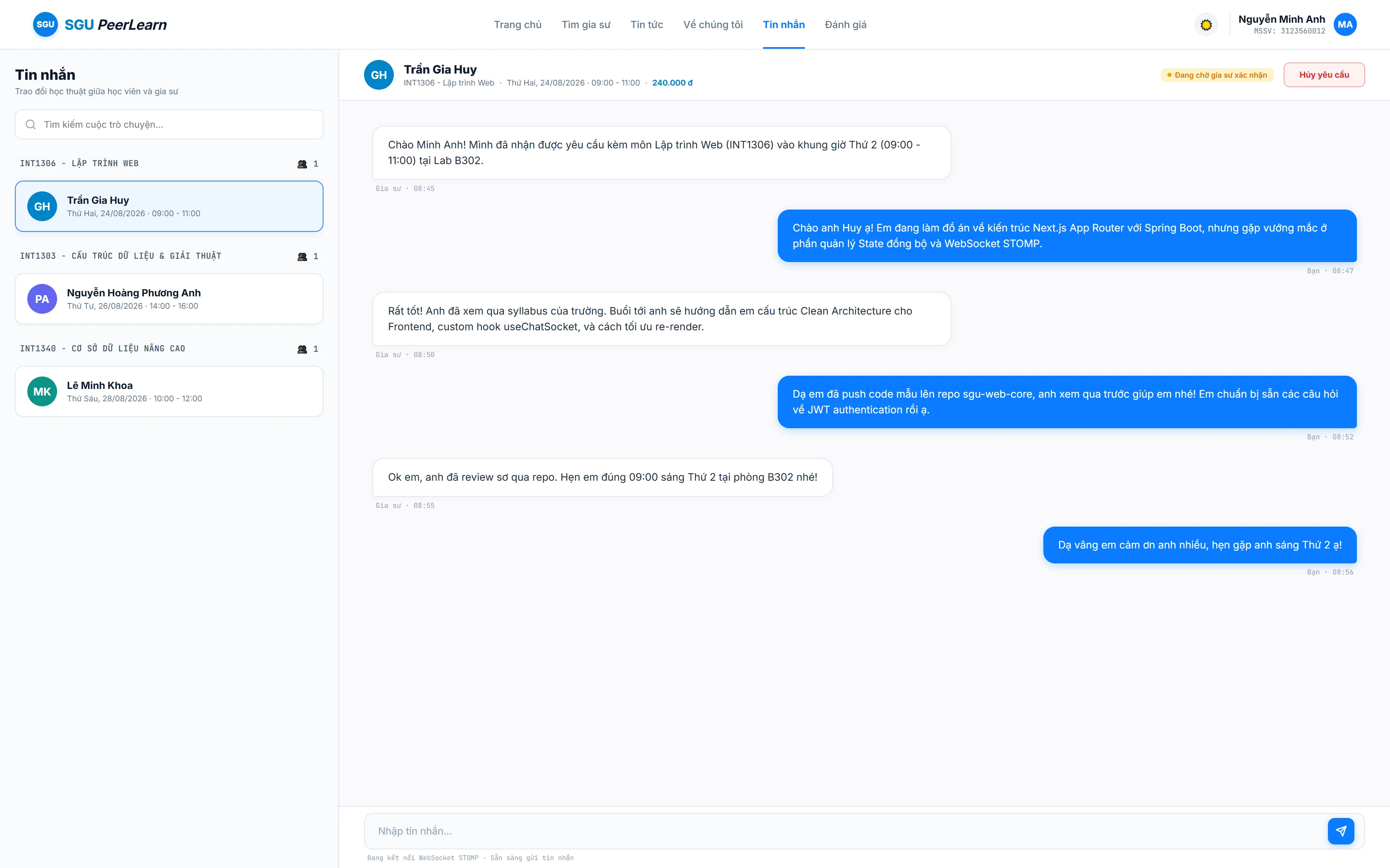 SGU PeerLearn Real-time Chat (Light Mode)